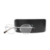 Gafas oftálmicas modernas redondas, color gris metálicas, Estuche original de la marca y paño limpiador en microfibra.